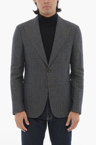 CC COLLECTION Giacca a 2 Bottoni Melange con Revers a Lancia e Tasca a Toppa