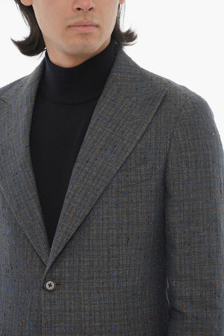 CC COLLECTION Giacca a 2 Bottoni Melange con Revers a Lancia e Tasca a Toppa