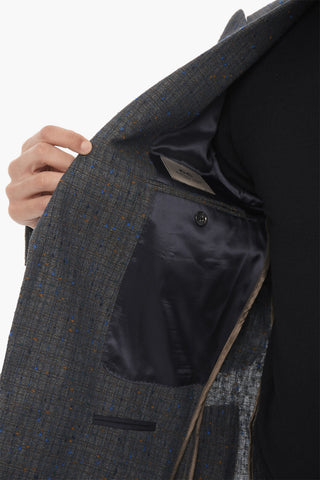 CC COLLECTION Giacca a 2 Bottoni Melange con Revers a Lancia e Tasca a Toppa