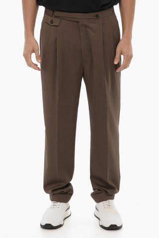 Virgin Wool Pants with Turn-up Hems
