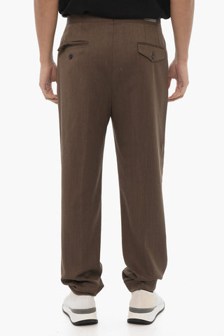 Virgin Wool Pants with Turn-up Hems