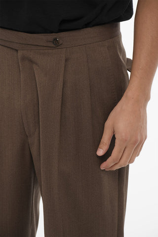 Virgin Wool Pants with Turn-up Hems