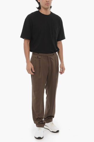 Virgin Wool Pants with Turn-up Hems