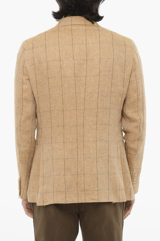 CC COLLECTION Blazer aus reinem Leinen mit Windowpane-Muster