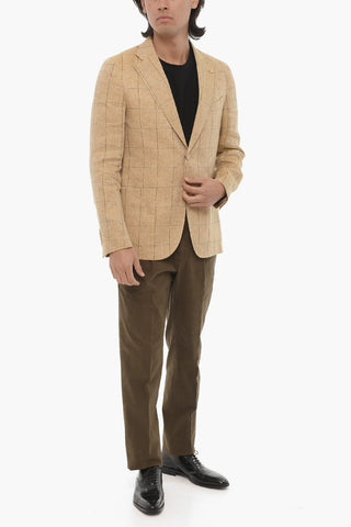 CC COLLECTION Blazer aus reinem Leinen mit Windowpane-Muster