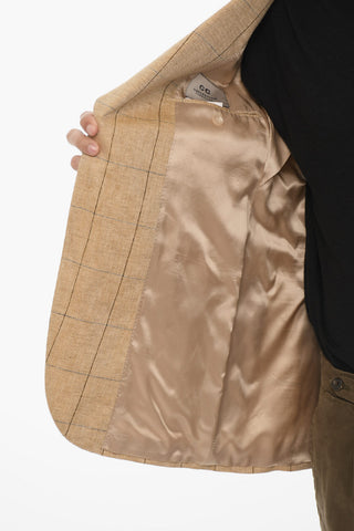 CC COLLECTION Blazer aus reinem Leinen mit Windowpane-Muster