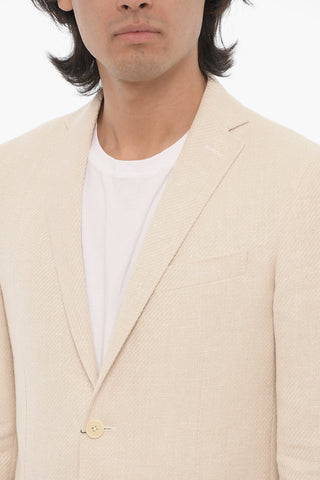 CC COLLECTION Linen Blend RIGHT 2-Button Blazer