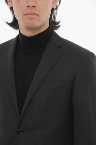 순모 2-버튼 재킷 더블벤트 클래식 라펠