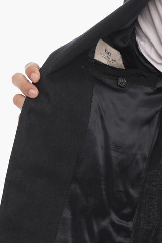 CC COLLECTION Linen Side Vents Notch Lapel REFINED 2-Button Blazer