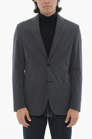 Unlined Cotton and Silk 2-Buttons Blazer