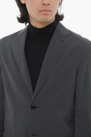 Unlined Cotton and Silk 2-Buttons Blazer