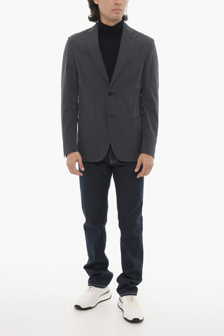 Unlined Cotton and Silk 2-Buttons Blazer