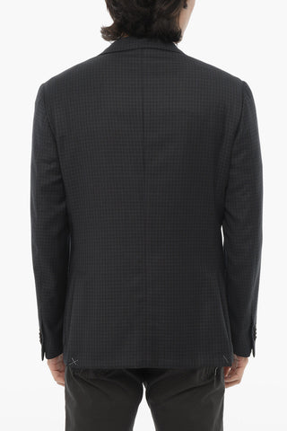Virgin Wool Hald Lined Blazer with Notch Lapel