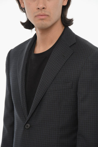 Virgin Wool Hald Lined Blazer with Notch Lapel