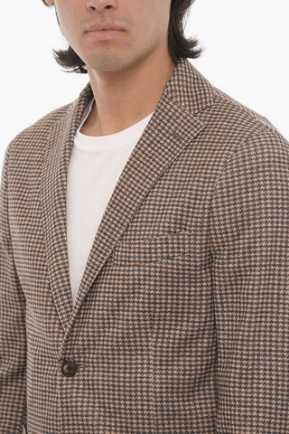 CC COLLECTION Semi-lined Suit with Houndstooth Pattern