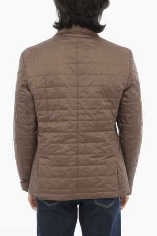 ID Quilted Bomber Jacket with Notch Lapel