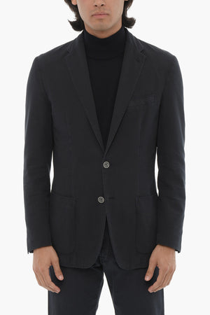 ID Giacca IDENTITY In Cotone e Seta con Revers Classico e Tasche a Toppa