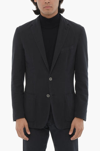 ID Cotton and Silk IDENTITY Blazer wITH notch lapel and Patch Pockets