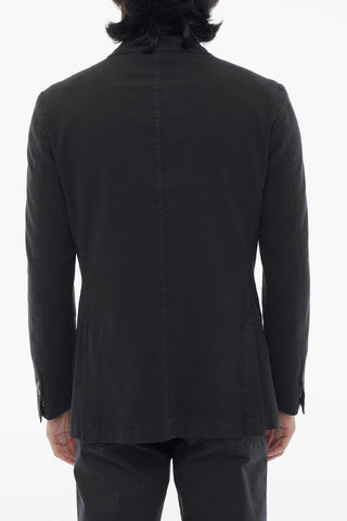 ID Cotton and Silk IDENTITY Blazer wITH notch lapel and Patch Pockets