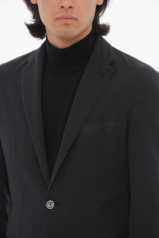ID Cotton and Silk IDENTITY Blazer wITH notch lapel and Patch Pockets