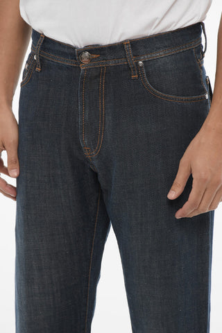 ID Dark-washed Denims with Embroidered Logo