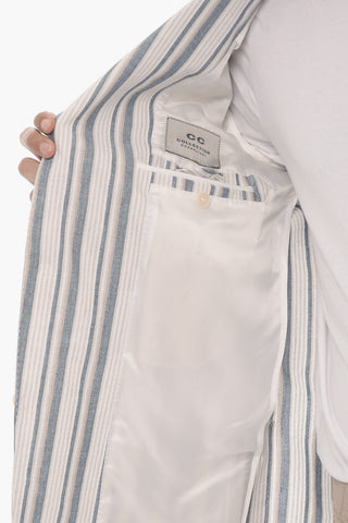 CC COLLECTION Pencil Striped Cotton Blend Blazer with Patch Pockets