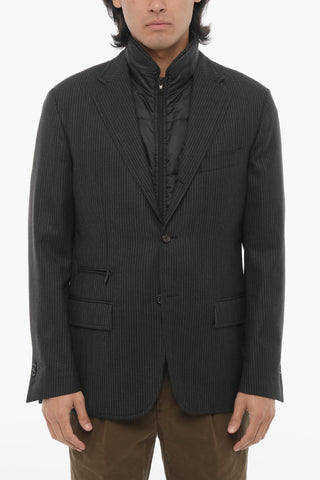 CC COLLECTION Striped Virgin Wool Blazer with Detachable Inner