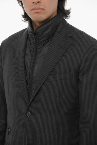 CC COLLECTION Striped Virgin Wool Blazer with Detachable Inner