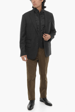 CC COLLECTION Striped Virgin Wool Blazer with Detachable Inner