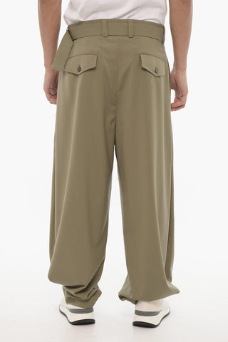 EMPORIO Pantaloni Baloon-Fit con Orlo Button-Down
