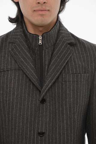 CC COLLECTION Lined Striped Blazer with Detachable Chest Piece