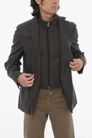 CC COLLECTION Lined Striped Blazer with Detachable Chest Piece