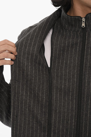 CC COLLECTION Lined Striped Blazer with Detachable Chest Piece