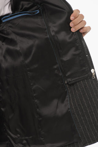CC COLLECTION Lined Striped Blazer with Detachable Chest Piece