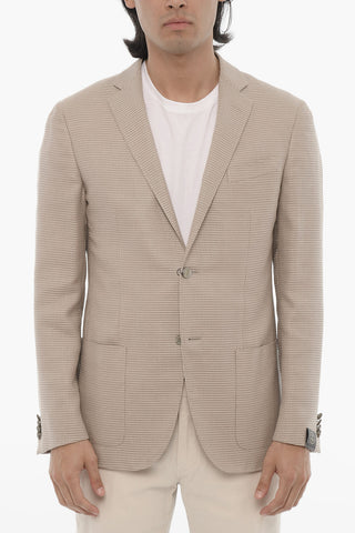 Virgin Wool and Silk 2-Button Blazer Wth Side Vents And Notch Lapel