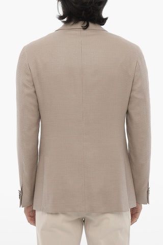 Virgin Wool and Silk 2-Button Blazer Wth Side Vents And Notch Lapel