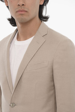 Virgin Wool and Silk 2-Button Blazer Wth Side Vents And Notch Lapel