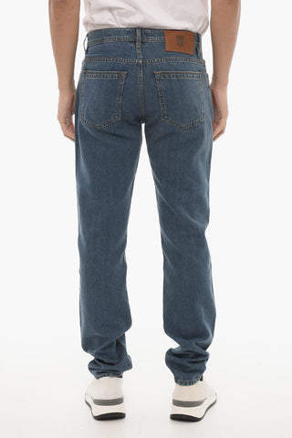 ID Solid Color Jeans with Leather Details 18cm