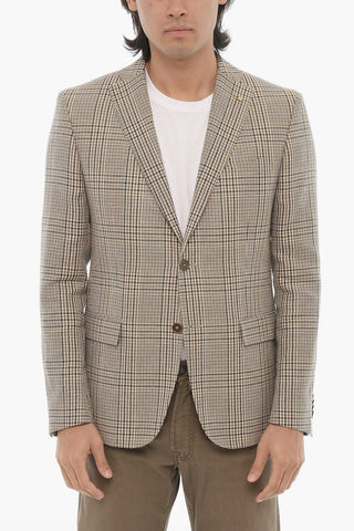 CC COLLECTION District Check Motif Side Vents Notch Lapel 2-Button Blazer