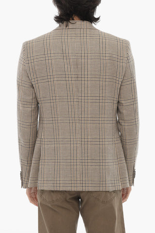 CC COLLECTION District Check Motif Side Vents Notch Lapel 2-Button Blazer