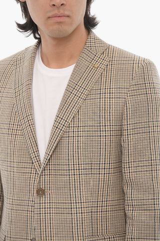CC COLLECTION District Check Motif Side Vents Notch Lapel 2-Button Blazer