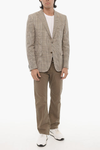 CC COLLECTION District Check Motif Side Vents Notch Lapel 2-Button Blazer