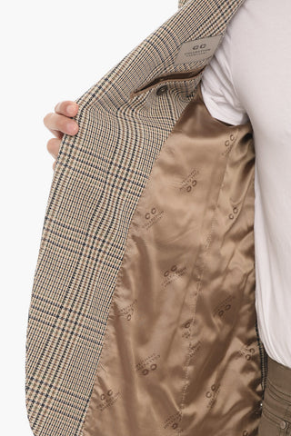 CC COLLECTION District Check Motif Side Vents Notch Lapel 2-Button Blazer