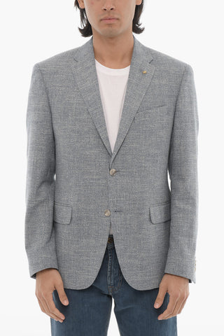 CC COLLECTION Half-Lined Cotton 2-Button Blazer With Notch Lapel