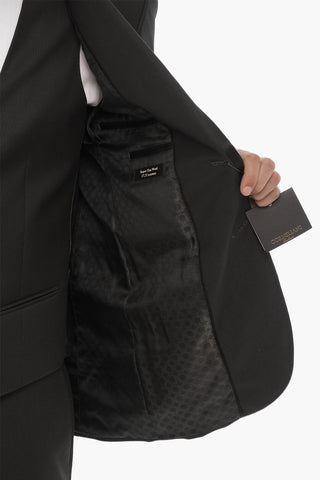 Striped Virgin Wool CERIM.ACADEMY 3-Piece Waistcoat Suit with Satin details
