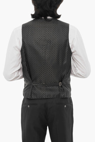 Striped Virgin Wool CERIM.ACADEMY 3-Piece Waistcoat Suit with Satin details