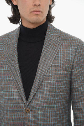Semi-lined Blazer LEADER with Checked Pattern