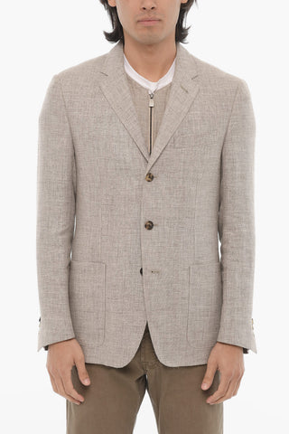 ID Virgin Wool and Linen IDENTITY 3-Button Blazer with Inner Vest