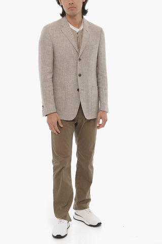 ID Virgin Wool and Linen IDENTITY 3-Button Blazer with Inner Vest