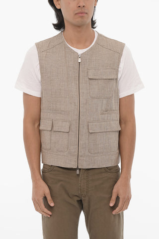 ID Virgin Wool and Linen IDENTITY 3-Button Blazer with Inner Vest